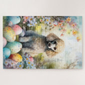 Puzzle Chien Caniche de vacances avec œufs de Pâques (Horizontal)