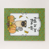 Puzzle Chien Carlin d'automne (fawn) Citrouille mignon Fe (Horizontal)