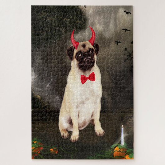 Puzzle Chien carlin en costume d'Halloween (Vertical)
