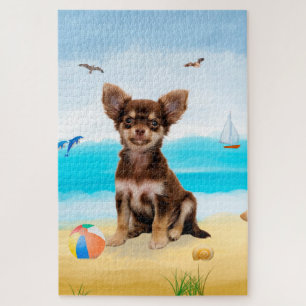Puzzle Chien Chihuahua sur la plage
