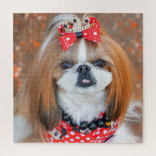 Puzzle Chien chiite Brown et blanc Tzu Chien chiot