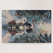 Puzzle Chien Chin japonais équitation moto Noël (Horizontal)