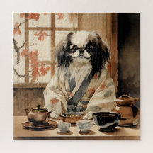 Chien chinois japonais accueillant une cérémonie d