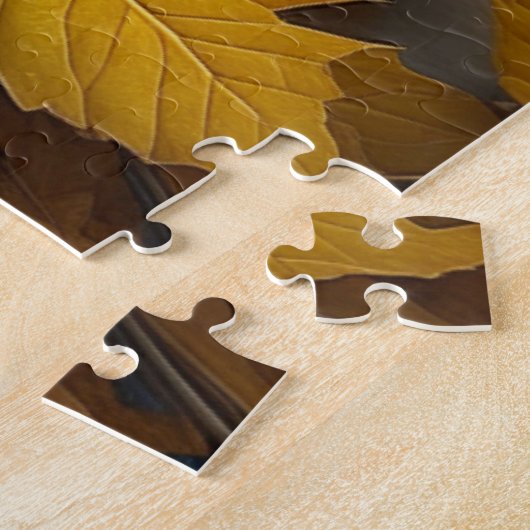 Puzzle Chien chiot jouant dans les feuilles d'automne (Côté)