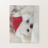 Puzzle Chien chiot maltais blanc mignon dans un chapeau d (Vertical)