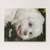 Puzzle Chien chiot maltais blanc personnalisé (Horizontal)