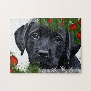 Puzzle Chien chiot noir du Labrador Christmas