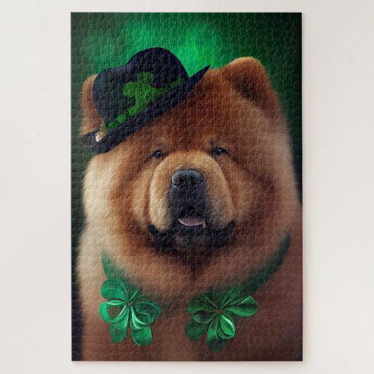Puzzle Chien Chow Chow en robe de la Saint-Patrick (Vertical)