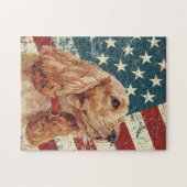 Puzzle Chien Cocker Spaniel Drapeau Américain Grunge (Horizontal)