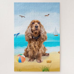 Puzzle Chien Cocker Spaniel sur la plage