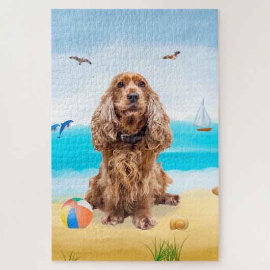 Puzzle Chien Cocker Spaniel sur la plage (Vertical)