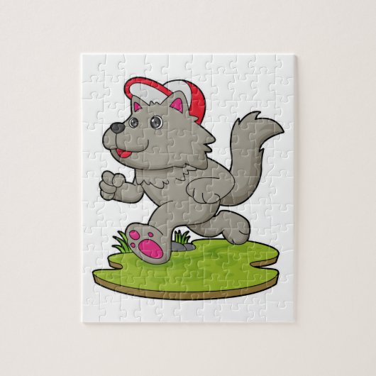 Puzzle Chien comme coureur avec Casquette (Vertical)