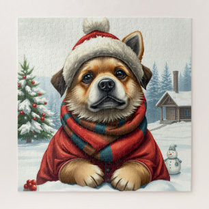 Puzzle Chien cool dans l'hiver de la préppie Attire et hi