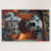 Puzzle Chien dalmate avec cadeau de Noël cheminée (Horizontal)