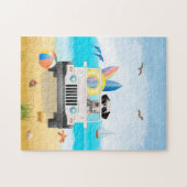 Puzzle Chien dalmate conduisant sur la plage (Horizontal)