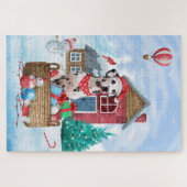 Puzzle Chien dalmate dans la neige Maison de chien de Noë (Horizontal)