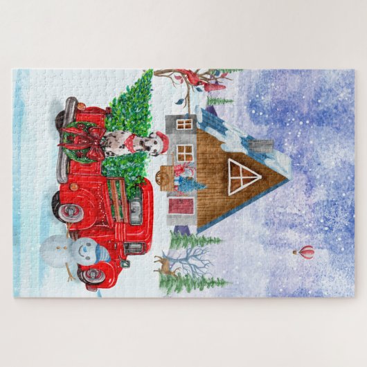 Puzzle Chien dalmate en livraison de Noël Camion Neige (Horizontal)