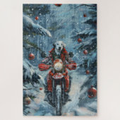 Puzzle Chien dalmate équitation moto Noël (Vertical)
