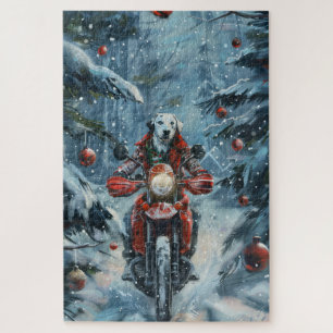 Puzzle Chien dalmate équitation moto Noël