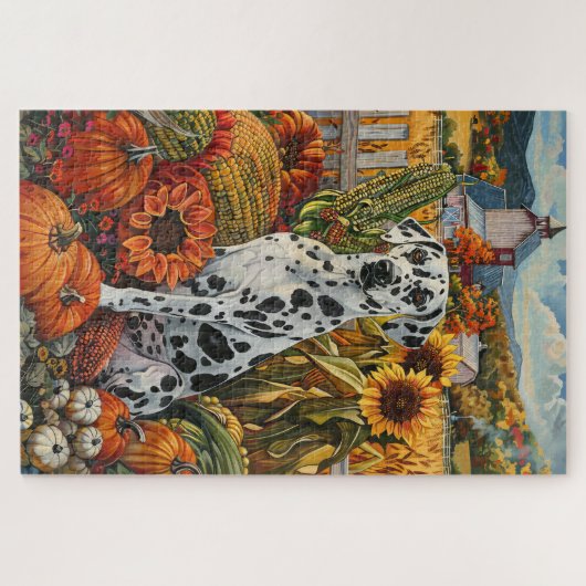 Puzzle Chien dalmate - Récolte d'automne Thanksgiving (Horizontal)