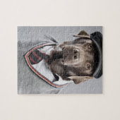 Puzzle Chien dans le chandail et le casquette (Horizontal)