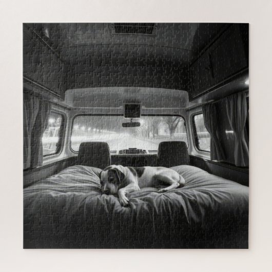 Puzzle Chien dans le lit d'un camping-car (Vertical)