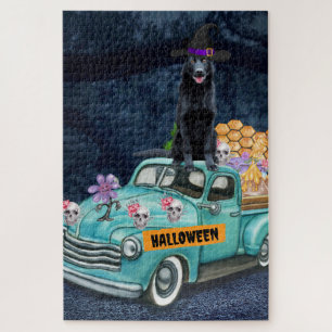 Puzzle Chien de berger allemand Halloween camion nuit eff