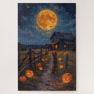 Puzzle Chien de berger australien Ferme hantée Art Hallow