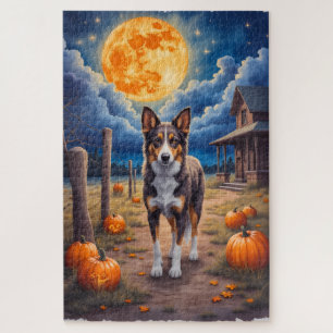Puzzle Chien de berger australien Ferme hantée Art Hallow