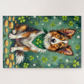 Puzzle Chien de berger des Shetland Saint-Patrick Chanceu (Horizontal)