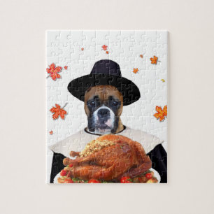 Puzzle Chien de boîte de Thanksgiving