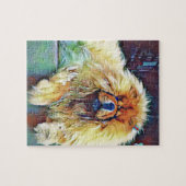 Puzzle Chien de bouffe de bouffe sur le porche sous la (Horizontal)