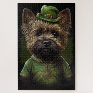 Puzzle Chien de Cairn Terrier en Robe de la Saint Patrick