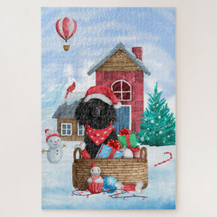 Puzzle Chien de caniche dans la neige Maison de chien de