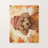 Puzzle Chien de caniche mignon/automne/automne (Vertical)