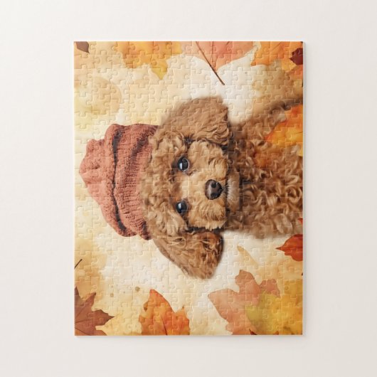 Puzzle Chien de caniche mignon/automne/automne (Vertical)