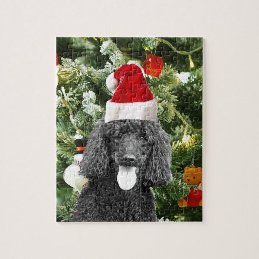Puzzle Chien de caniche sapin de Noël Snowman Red Santa C (Vertical)