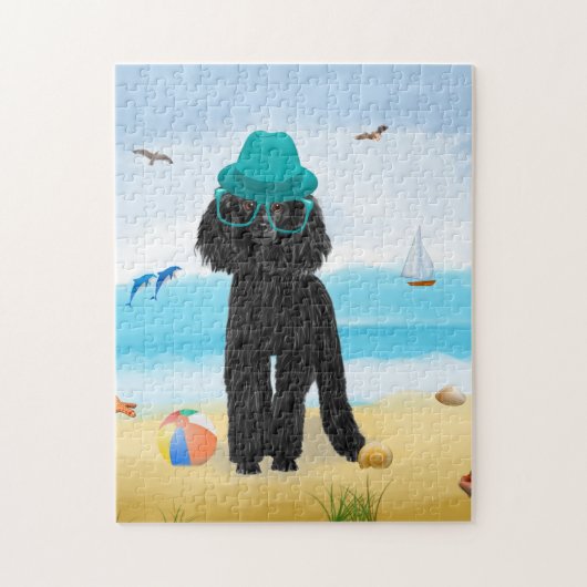 Puzzle Chien de caniche sur la plage (Vertical)