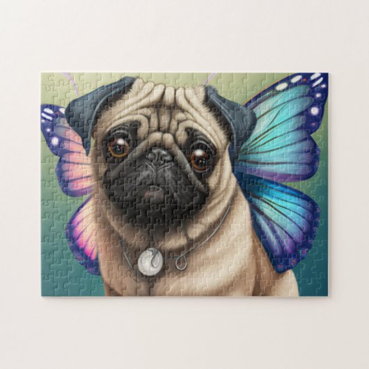 Puzzle Chien De Carlin Fairy Avec Ailes De Papillon (Horizontal)