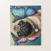 Puzzle Chien De Carlin Fairy Avec Ailes De Papillon (Vertical)