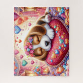 Puzzle Chien de chasse valentin endormi (Vertical)