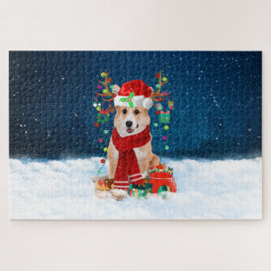 Puzzle Chien de Corgi avec cadeaux de Noël