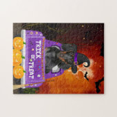 Puzzle Chien de Dachshund dans un camion Halloween (Horizontal)