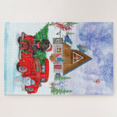 Puzzle Chien de Dachshund en livraison de Noël Camion Nei (Horizontal)