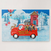 Puzzle Chien de Hounds afghan dans la livraison de Noël C (Horizontal)