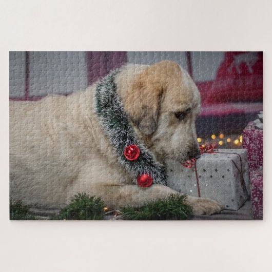 Puzzle Chien de laboratoire mignon Noël (Horizontal)