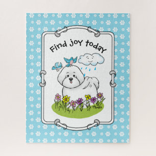 Puzzle Chien de levure Bichon de printemps avec fleurs -