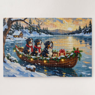 Puzzle Chien de montagne de Berne Noël Bateau Fêtes
