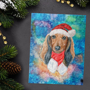 Puzzle Chien de race Dachshund à poil long Noël