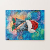 Puzzle Chien de race Doberman Noël (Horizontal)